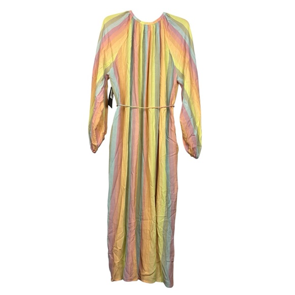 Stine Goya Elia Rainbow Striped Tied Belt Long Sleeve Dress - Picture 3 of 8